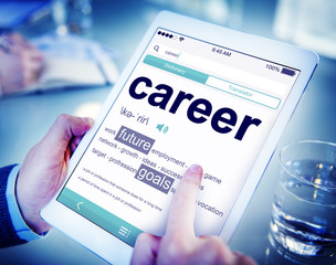 Man Reading the Definition of Career