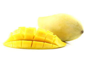 Yellow mango isolated on white background