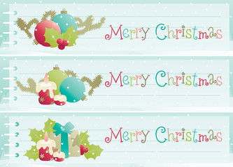 Vector banners of christmas decorations at retro style