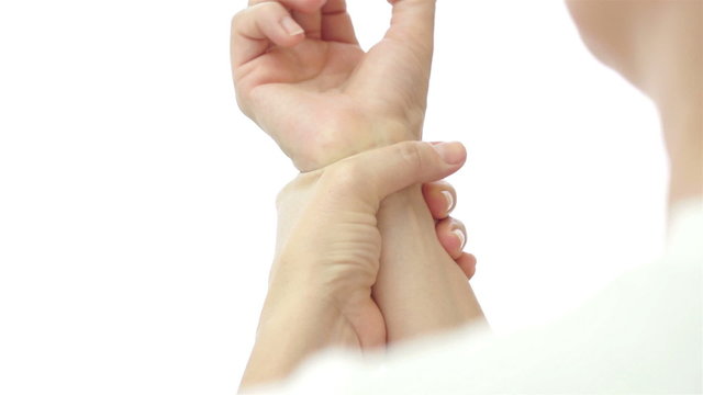 Female Wrist Pain Over Shoulder