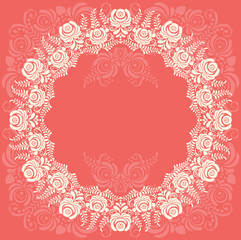 Frame of floral elements. Vector frame in gzhel style.
