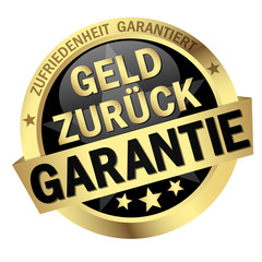 Button with banner Geld zurück Garantie