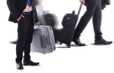 Travel businessman holding luggage