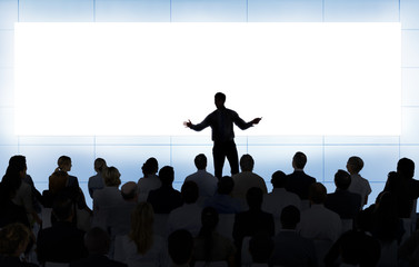 Silhouette Group of People in a Meeting