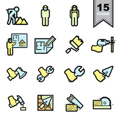 Construction icons set