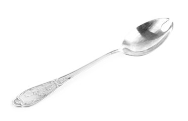 Metal spoon isolated on white