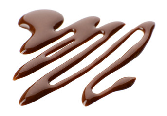 Chocolate syrup drips in shape of light bulb isolated on white