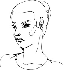 sketch of the face of a beautiful girl