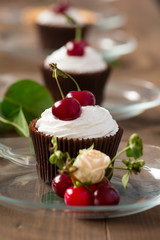 Cupcakes with cherries