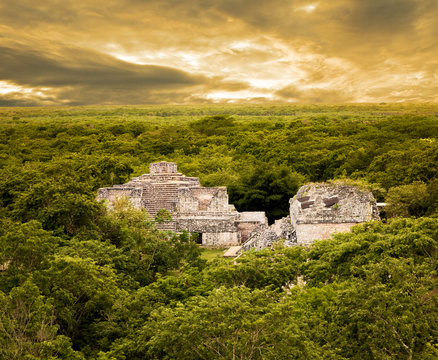 Top view of Ek Balam ruins. Yucatan, Mexico