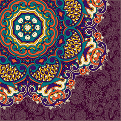 floral round pattern in ukrainian oriental ethnic style for your