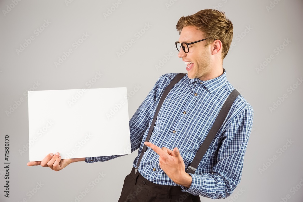 Aufkleber geeky hipster showing a card