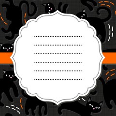 czarne koty Halloween zaproszenie kartka pocztówka z miejscem na twój tekst © demonique