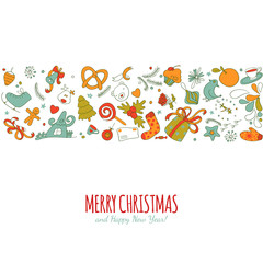 Colorful geometric shape vector with christmass drawing elements