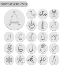 Christmas line icons vector set.