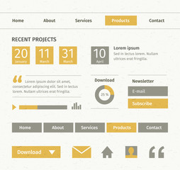 web elements on paper texture