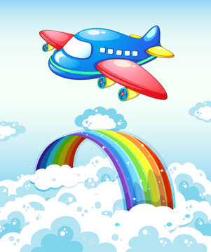 Airplane and rainbow