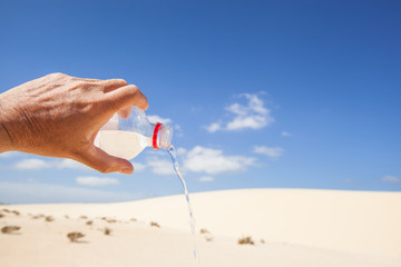 water bottle in the desert