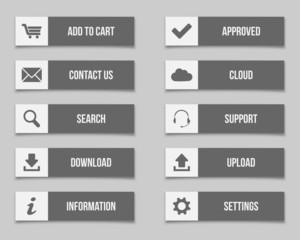 Flat grey buttons set 1