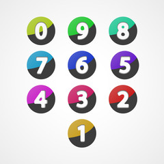 Numbers set, colorful web icon