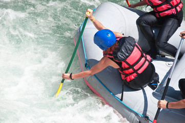 Naklejka premium Rafting as extreme and fun sport