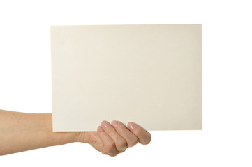 Hands holding blank paper
