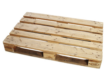 Wooden pallet against white background