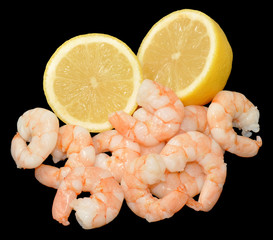 Cooked Fresh Prawns And Lemon