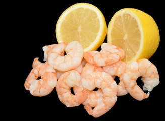 Cooked Fresh Prawns And Lemon