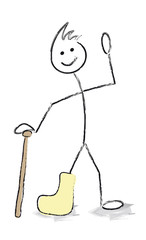 peersonnage jambe dans le platre