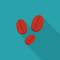 coffee bean flat icon with long shadow,eps10