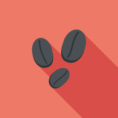 coffee bean flat icon with long shadow,eps10