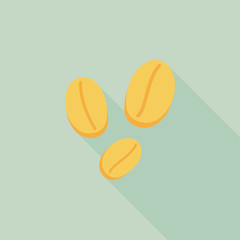 coffee bean flat icon with long shadow,eps10