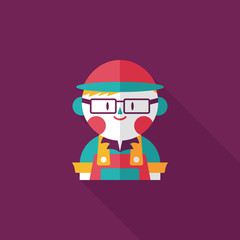 Coffee shop clerk flat icon with long shadow,eps10