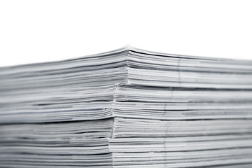 Magazines up close shot on white background