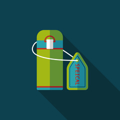 Vacuum flask flat icon with long shadow,eps10, hot water bottle