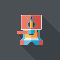 grinding coffee machine flat icon with long shadow,eps10