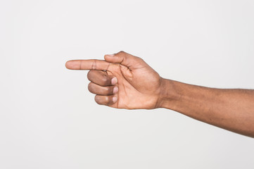shot of man hand pointing with finger.
