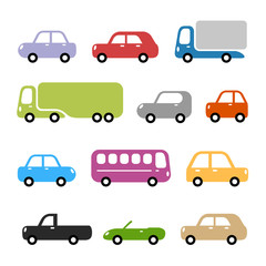 Cars illustration - different car types in rounded style