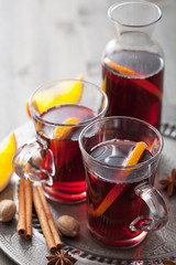 mulled wine with orange and spices