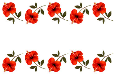 Background with a border of red flowers. Vector.