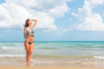 Beautiful woman on the beach.