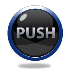 push circular icon on white background