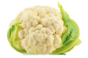 Fresh organic cauliflower isolated on white