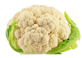 Fresh organic cauliflower isolated on white