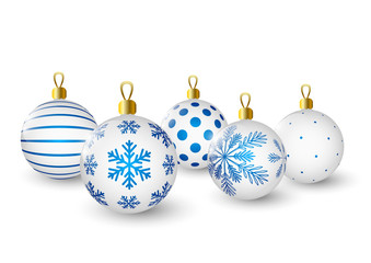 Christmas balls with blue pattern