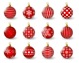 Set of red Christmas balls