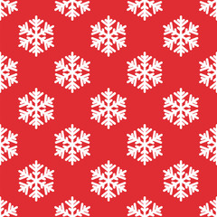 Naklejka na ściany i meble Seamless pattern of white snowflakes on a red background