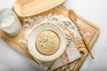 Making bread home in a basket - scuttle