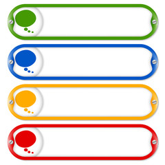 four frames for entering text with screws and speech bubble